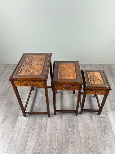 Set Of Three Nesting Tables In The Chinoiserie Style, 20th Century