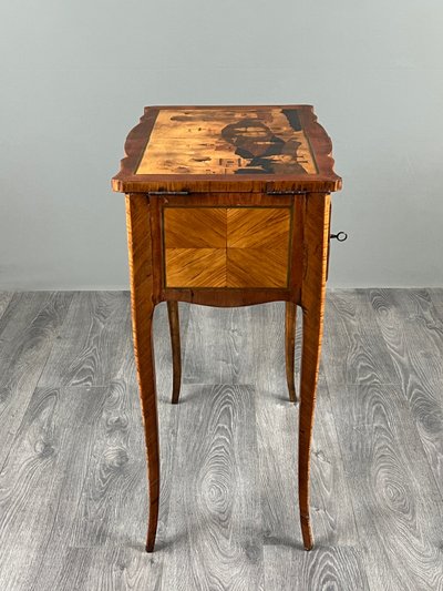 Louis XV-style Marquetry Sewing Table, 20th Century