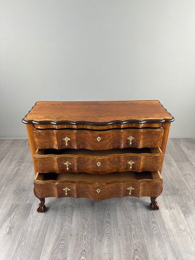 Louis XV-style Chest Of Drawers In Burl Walnut Veneer, 20th Century