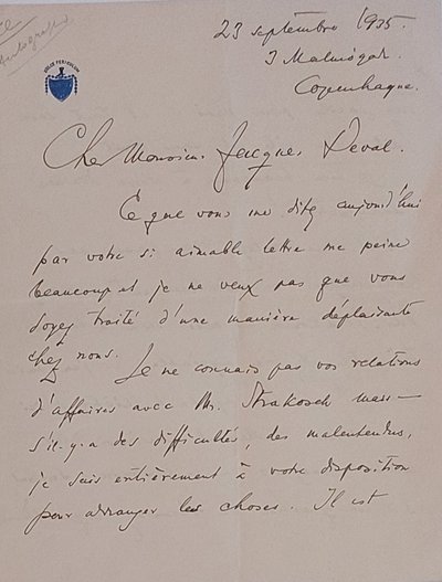[Danemark - théatre] - Paul REUMERT - [1883 - 1968] - acteur danois - Correspondance autographe