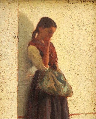 Émile Louis SALOMÉ, Jeune fille pensive, Italie, tableau