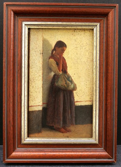 Émile Louis SALOMÉ, Jeune fille pensive, Italie, tableau