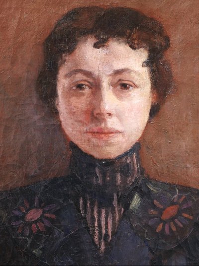 Tony VAN OS , Portrait de femme en robe à fleurs, tableau
