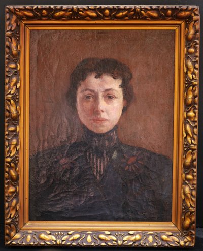 Tony VAN OS , Portrait de femme en robe à fleurs, tableau