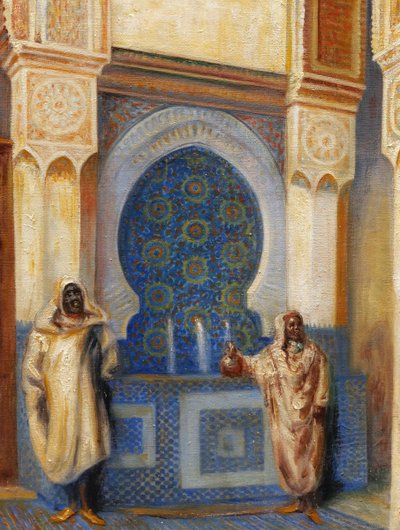 Georges MAURY, Innenansicht einer Moschee oder eines marokkanischen Palasts, orientalistisches Gemälde (GROSSFORMAT)