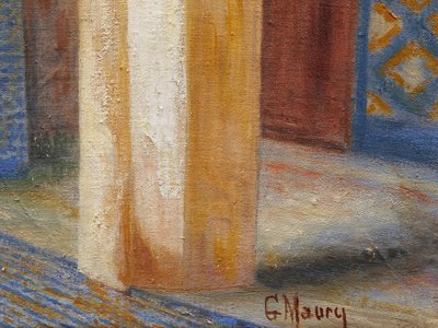 Georges MAURY, Innenansicht einer Moschee oder eines marokkanischen Palasts, orientalistisches Gemälde (GROSSFORMAT)