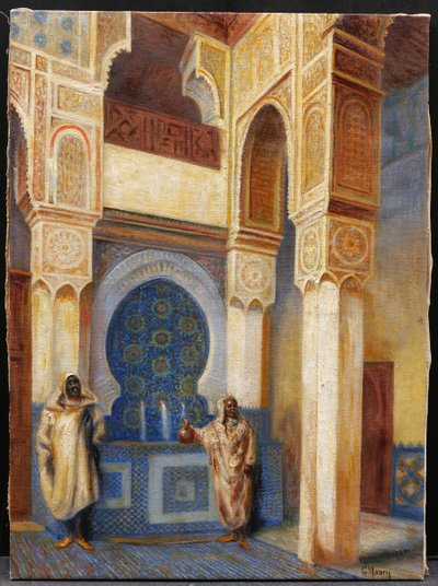 Georges MAURY, Innenansicht einer Moschee oder eines marokkanischen Palasts, orientalistisches Gemälde (GROSSFORMAT)