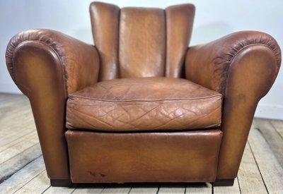 Fauteuil Club en Cuir Vintage Années 1950