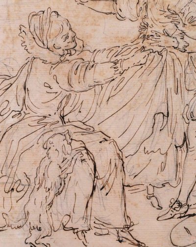 École FRANÇAISE du XVIIIème siècle, Scène interlope, dessin ancien
