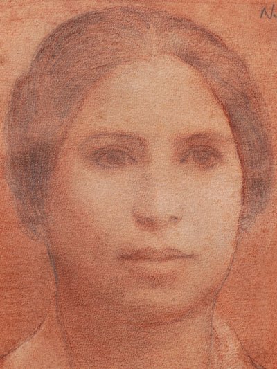 Französische, russische oder deutsche Schule, um 1920, Frauenporträt, Rötelzeichnung