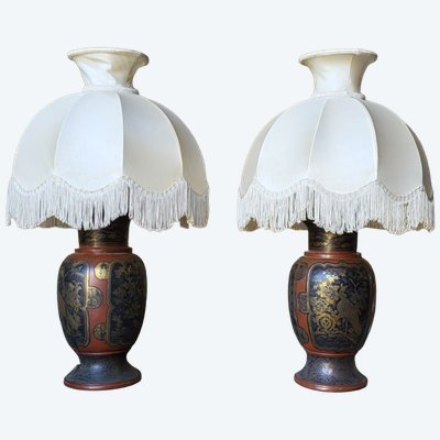 Paire de lampes japonaises Meiji XIXème