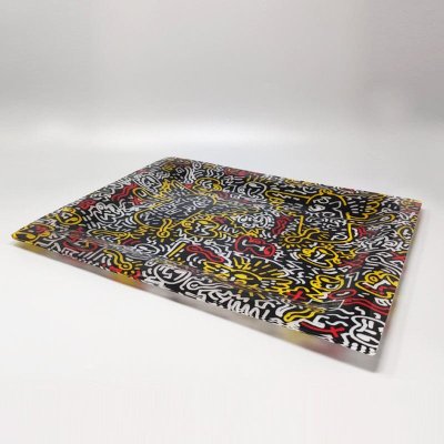 Vassoio da portata in stile Pop Art anni '90 di Keith Haring, prodotto da Café des Arts.