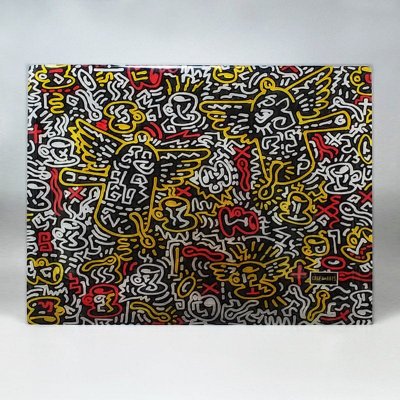 Vassoio da portata in stile Pop Art anni '90 di Keith Haring, prodotto da Café des Arts.