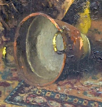 Großes Öl auf Leinwand Stillleben signiert in Collard