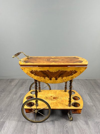 Table roulante de service en marqueterie, XXe siècle