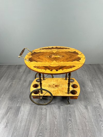 Table roulante de service en marqueterie, XXe siècle