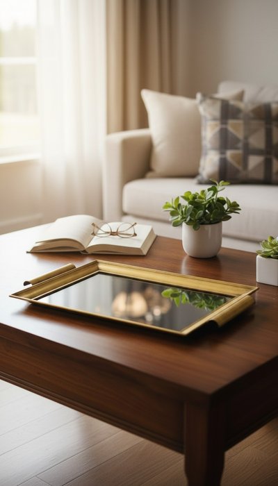 Hollywood Regency brass tray, 1960s / Smoked glass