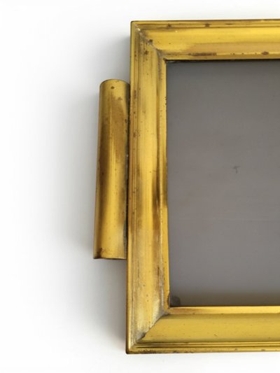 Hollywood Regency brass tray, 1960s / Smoked glass