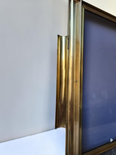 Hollywood Regency brass tray, 1960s / Smoked glass