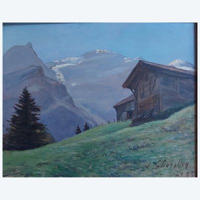 J. Chevalley – (20. Jahrhundert) – Das rote Geschlecht – Öl auf Holz – Schweiz – 1937