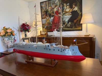 Maquette monumentale du cuirassé "FRIEDLAND" – Marine nationale – Pièce de musée – 151 cm