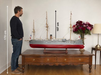 Maquette monumentale du cuirassé "FRIEDLAND" – Marine nationale – Pièce de musée – 151 cm