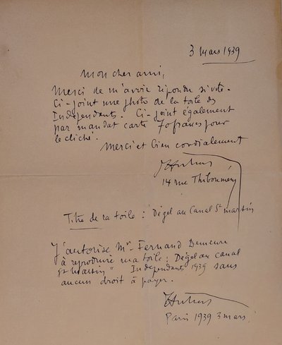 Robert Louis Antral - (1895 - 1939) - Painter - 2 autograph letters