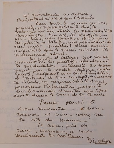 René Durrbach - 1910 - 1999) - Lettre autographe signée - 1963 - Tapisserie - Lorraine
