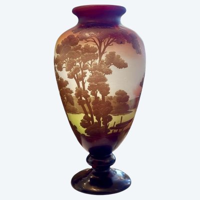 Emile Gallé Art Nouveau Vase "Lakeside Landscape"