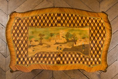 Writing table known as "Pompadour style" stamped Léonard Boudin