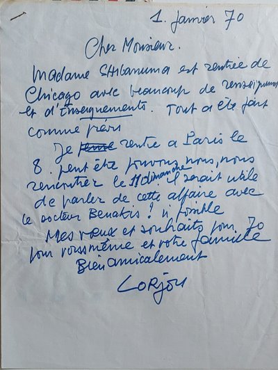 LORJOU Bernard - peintre (Blois 1908 - 1986) - 2 lettres autographes signées