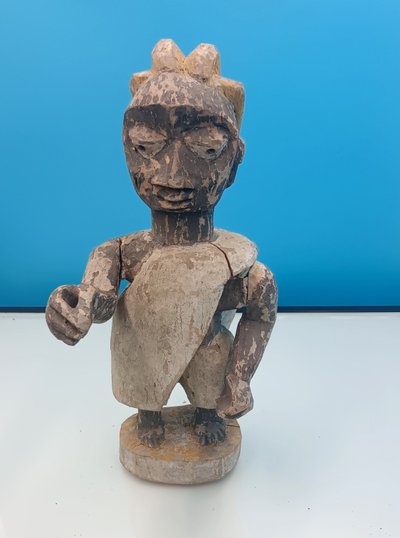 three polychrome anthropomorphic sculptures in wood,