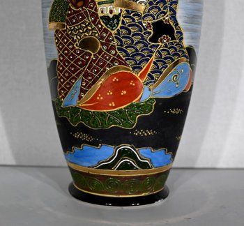 Pair of Satsuma Vases in Japanese Porcelain - Early XXth