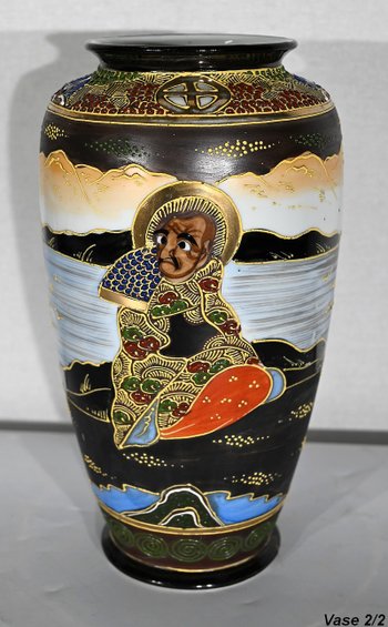 Pair of Satsuma Vases in Japanese Porcelain - Early XXth