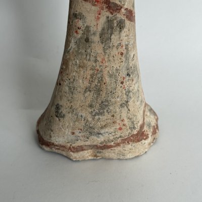 Statue dame de cour Han en terre cuite polychrome