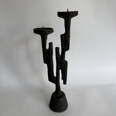 Horst Dalbeck – Brutalist two-armed cast iron candlestick