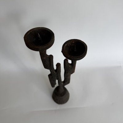 Horst Dalbeck – Brutalist two-armed cast iron candlestick