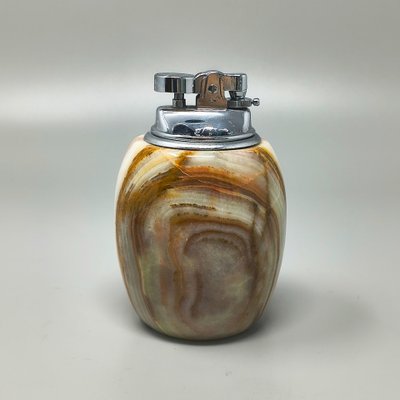 Set da fumo italiano in onice, stile Mid-Century Modern, anni '60, con accendino da tavolo e posacenere.