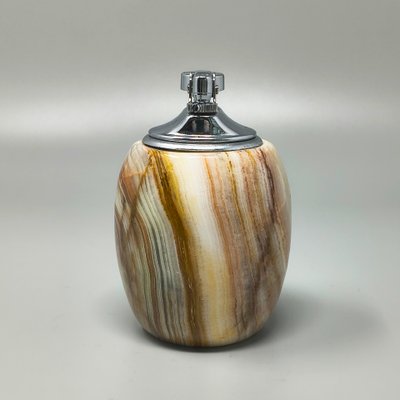 Set da fumo italiano in onice, stile Mid-Century Modern, anni '60, con accendino da tavolo e posacenere.