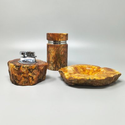 Set da fumo italiano in alabastro stile Mid-Century Modern degli anni '60 di Romano Bianchi - Set da 3 pezzi