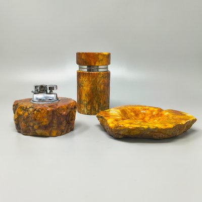 Set da fumo italiano in alabastro stile Mid-Century Modern degli anni '60 di Romano Bianchi - Set da 3 pezzi