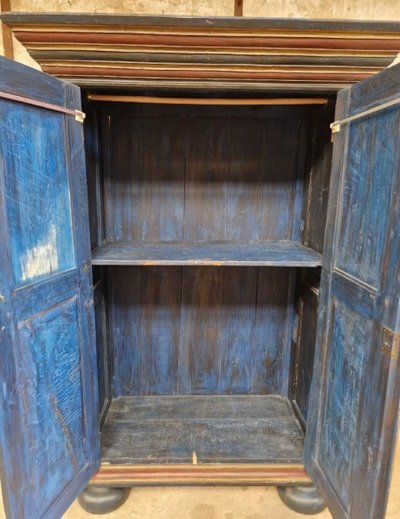 Antique Bavarian-style Painted Wardrobe Cupboard
