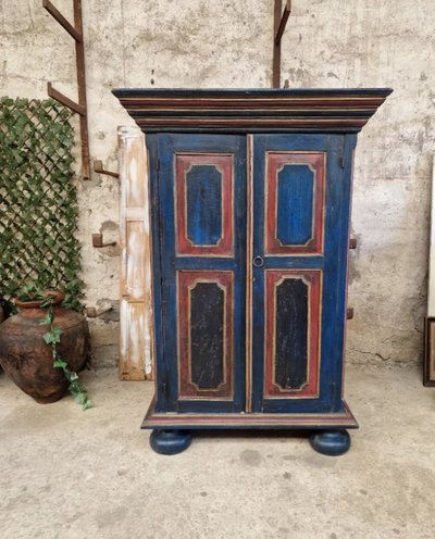 Antique Bavarian-style Painted Wardrobe Cupboard
