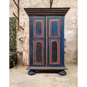 Antique Bavarian-style Painted Wardrobe Cupboard