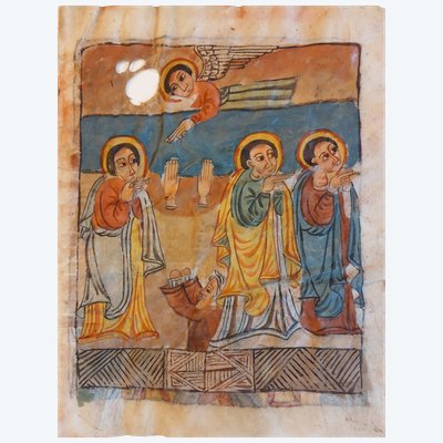 Ethiopia - Coptic illumination on vellum - The Saint with severed hands - late 19th century -