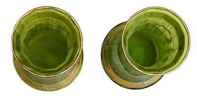 Coppia di vasi in vetro verde