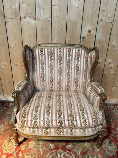 Armchair - Louis XVI style wing chair "JANSEN"
