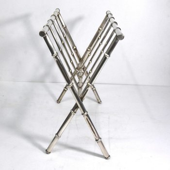 1940 Style Magazine Rack Bamboo In Silver Metal