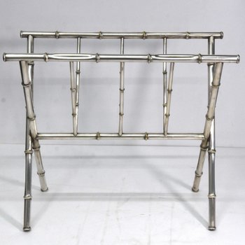 1940 Style Magazine Rack Bamboo In Silver Metal
