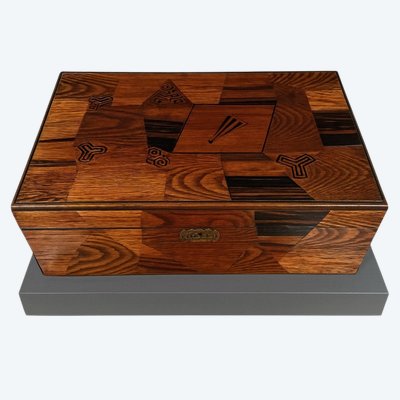 19TH CENTURY JAPAN: MARQUETRY TRAVELING SECRETARY, MEIJI PERIOD (1868-1912)